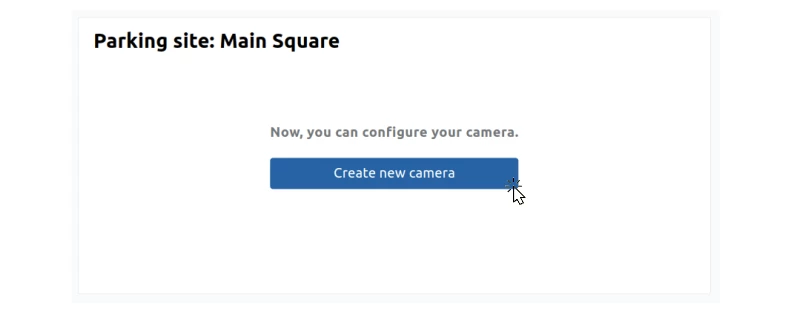 Otopark yapılandırmasındaki Create new camera düğmesi