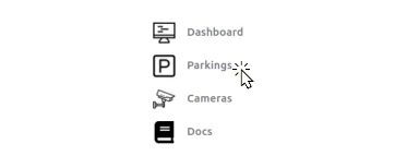 Parkinto portalının ana menüsündeki Parkings öğesi