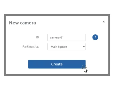 ID ve otopark alanlarıyla yeni kamera oluşturma iletişim penceresi