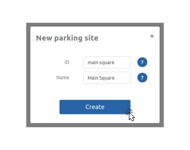 ID ve Name alanlarıyla yeni otopark oluşturma iletişim penceresi