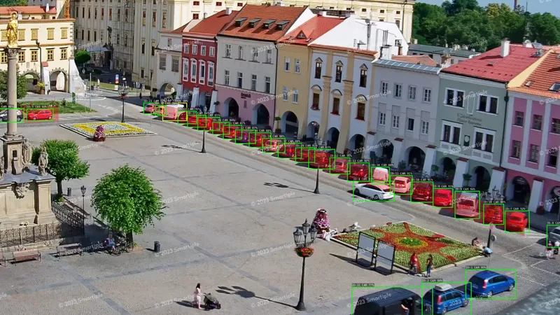 Image de caméra avec détection – Kroměříž, Velké náměstí
