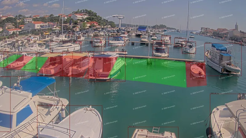 Image de caméra avec détection – port de Rab
