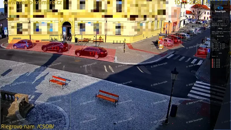 Image de caméra avec détection – Kroměříž, Riegrovo náměstí